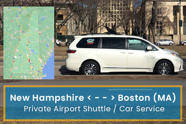 New Hampshire to Boston Airport Massachussetts Transportation with Private Shuttle